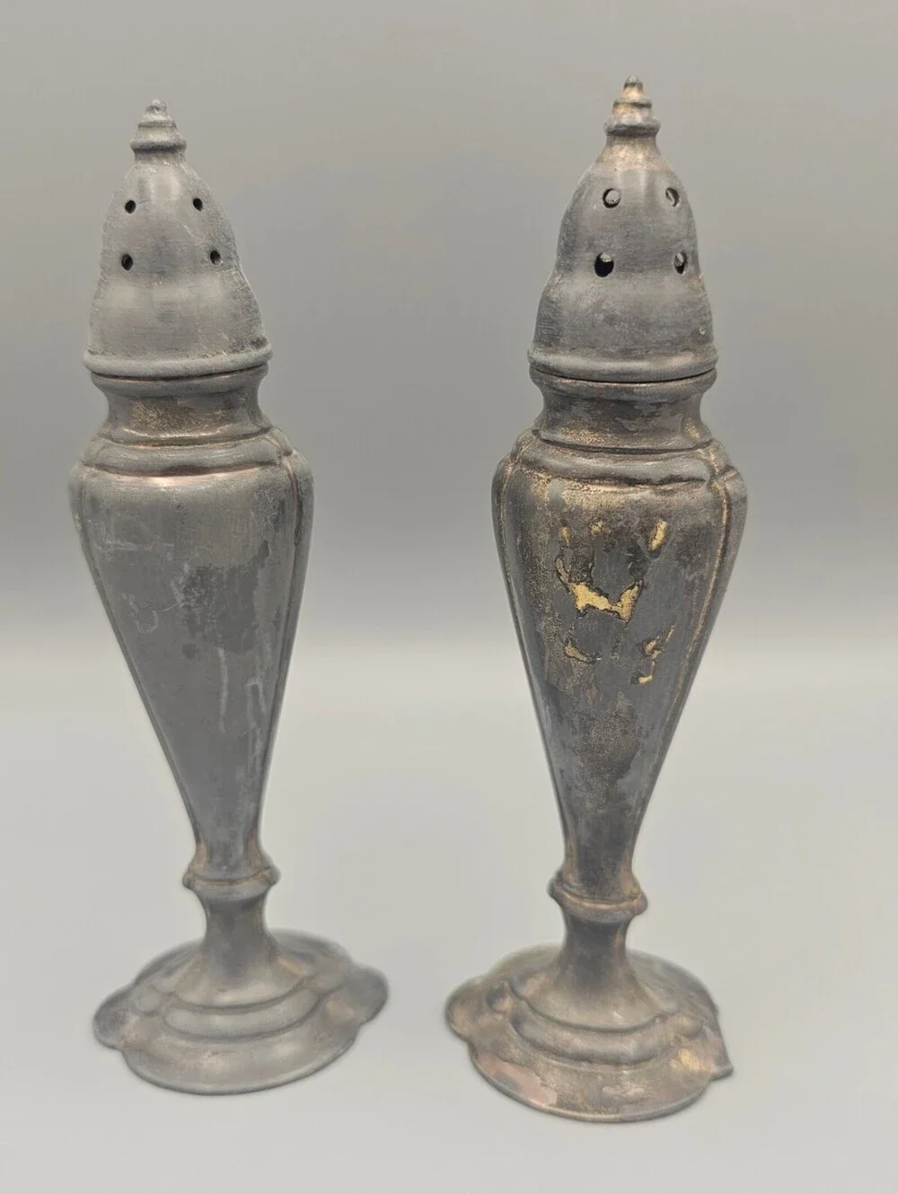 Vintage La France Silver Tone Salt and Pepper Shakers Made in USA